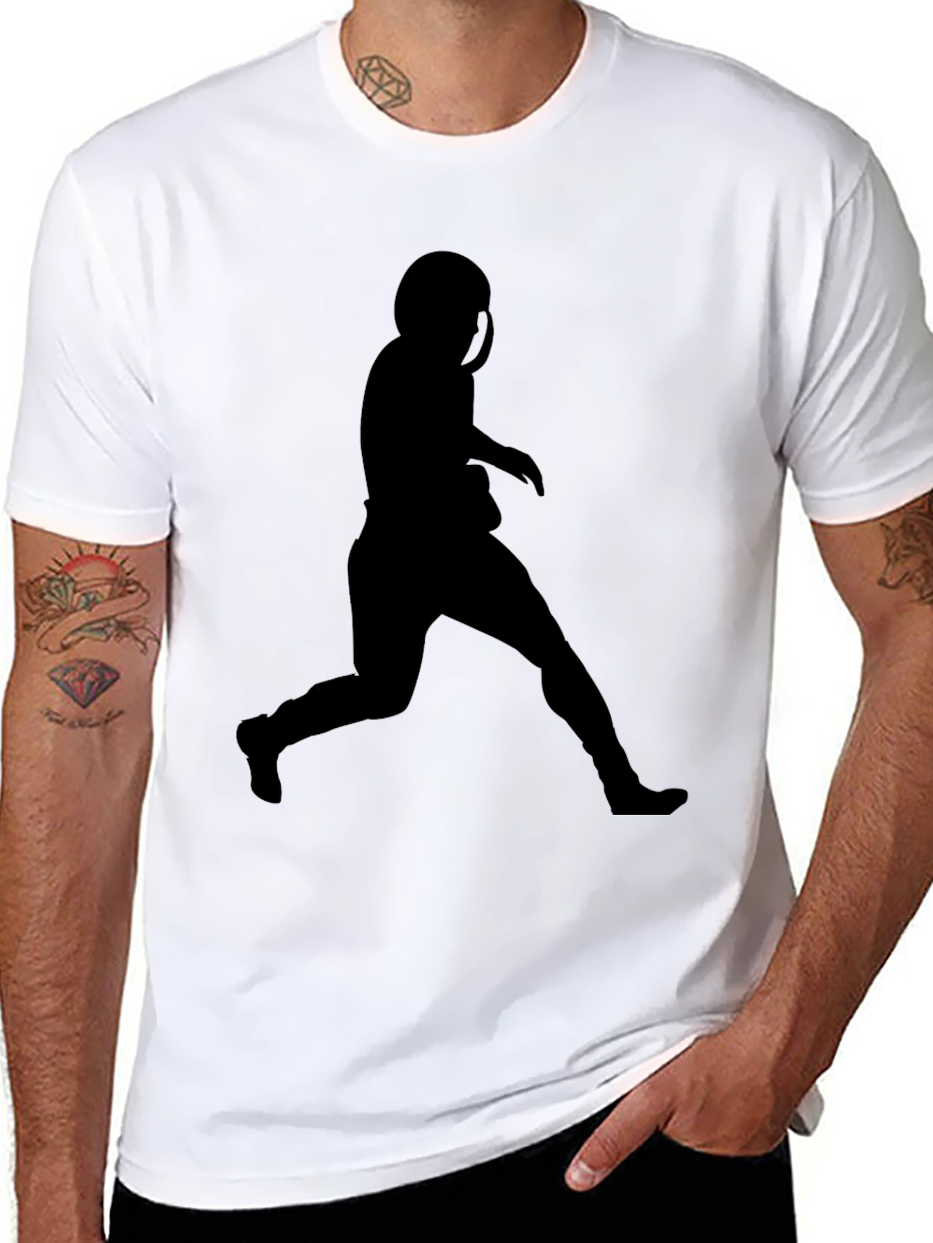 Football Silhouette Black T-Shirt