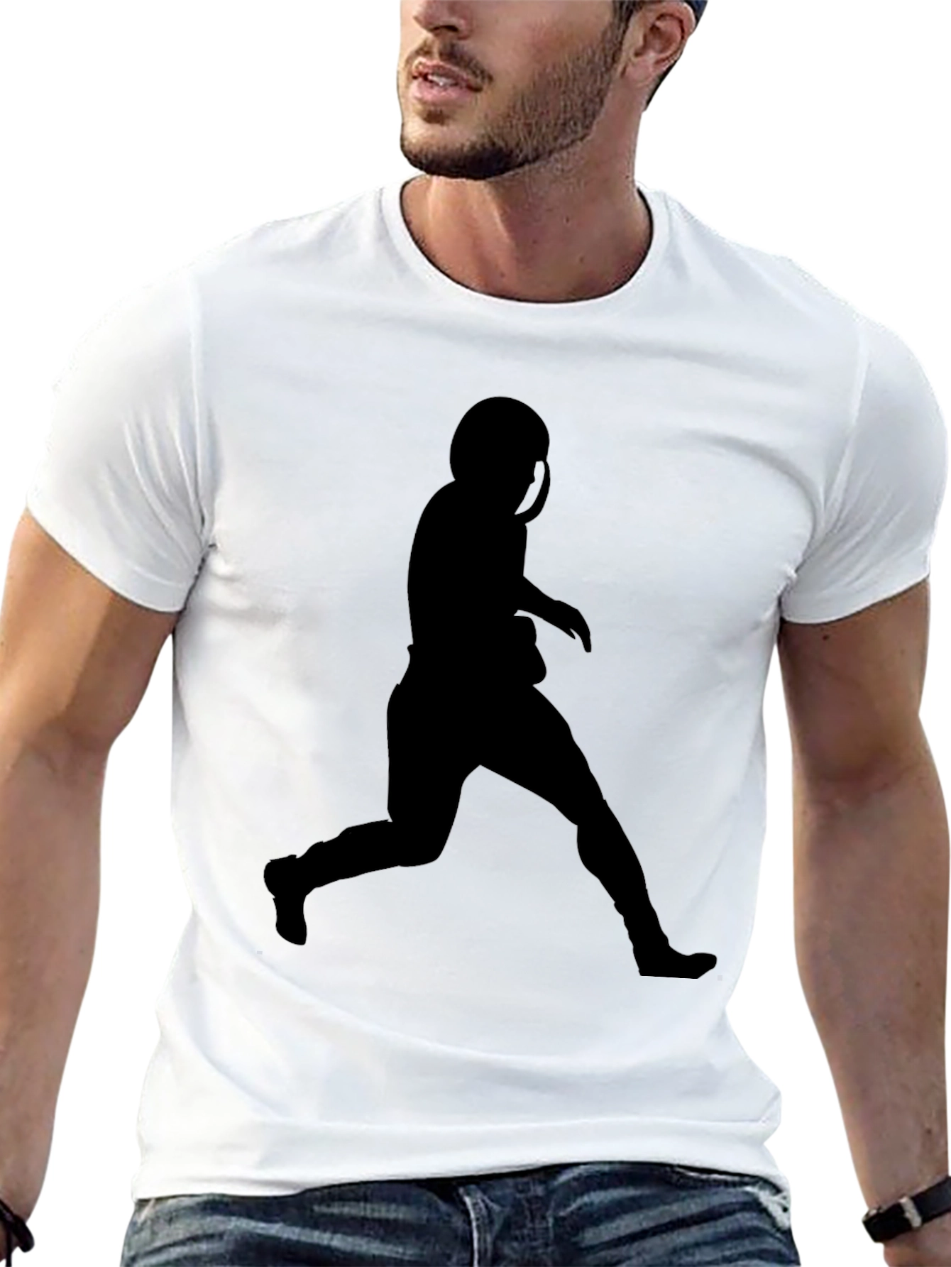 Football Silhouette Black T-Shirt