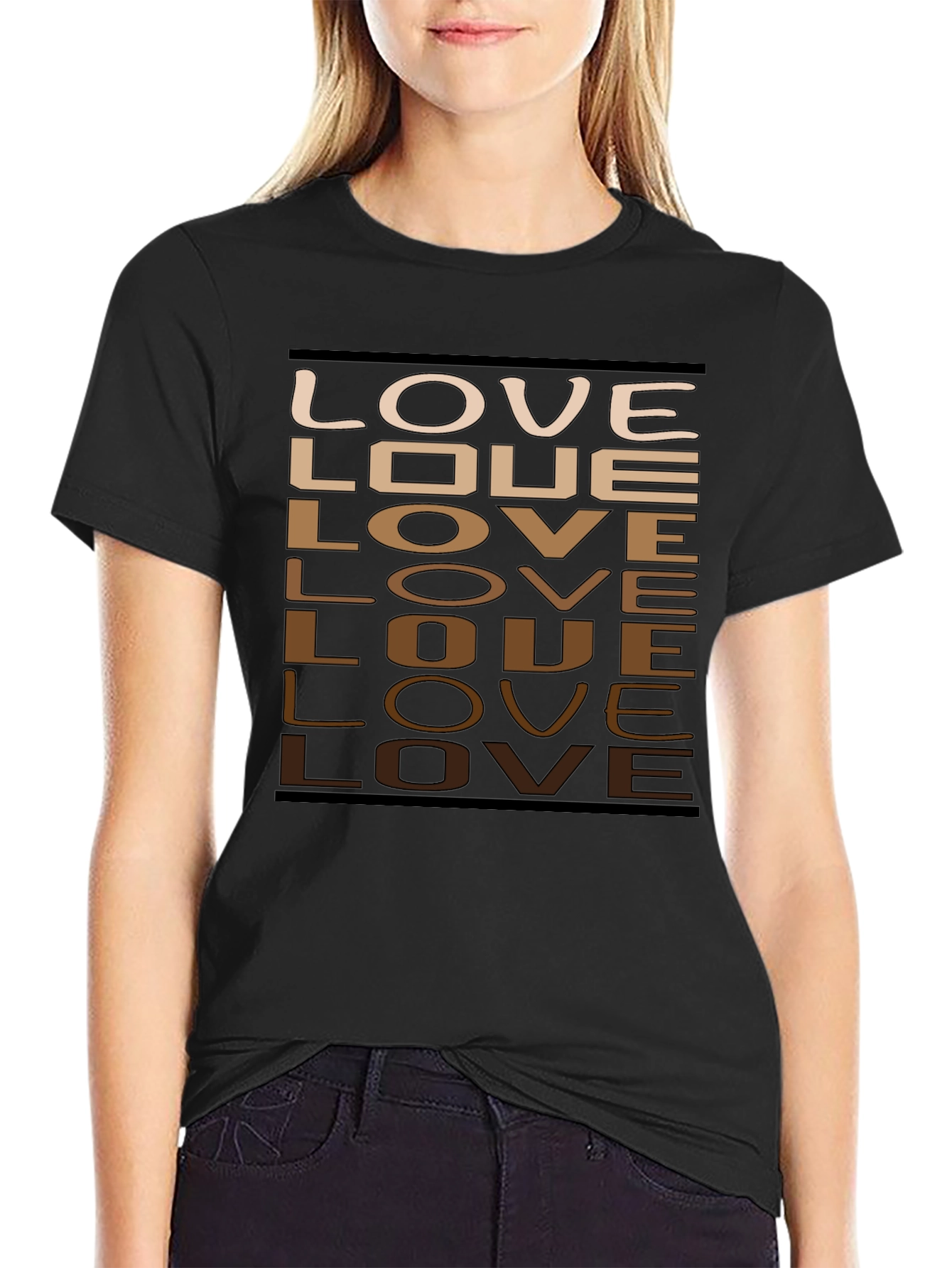 LOVE Gradient Graphic Tee - Mens Casual Black T-Shirt