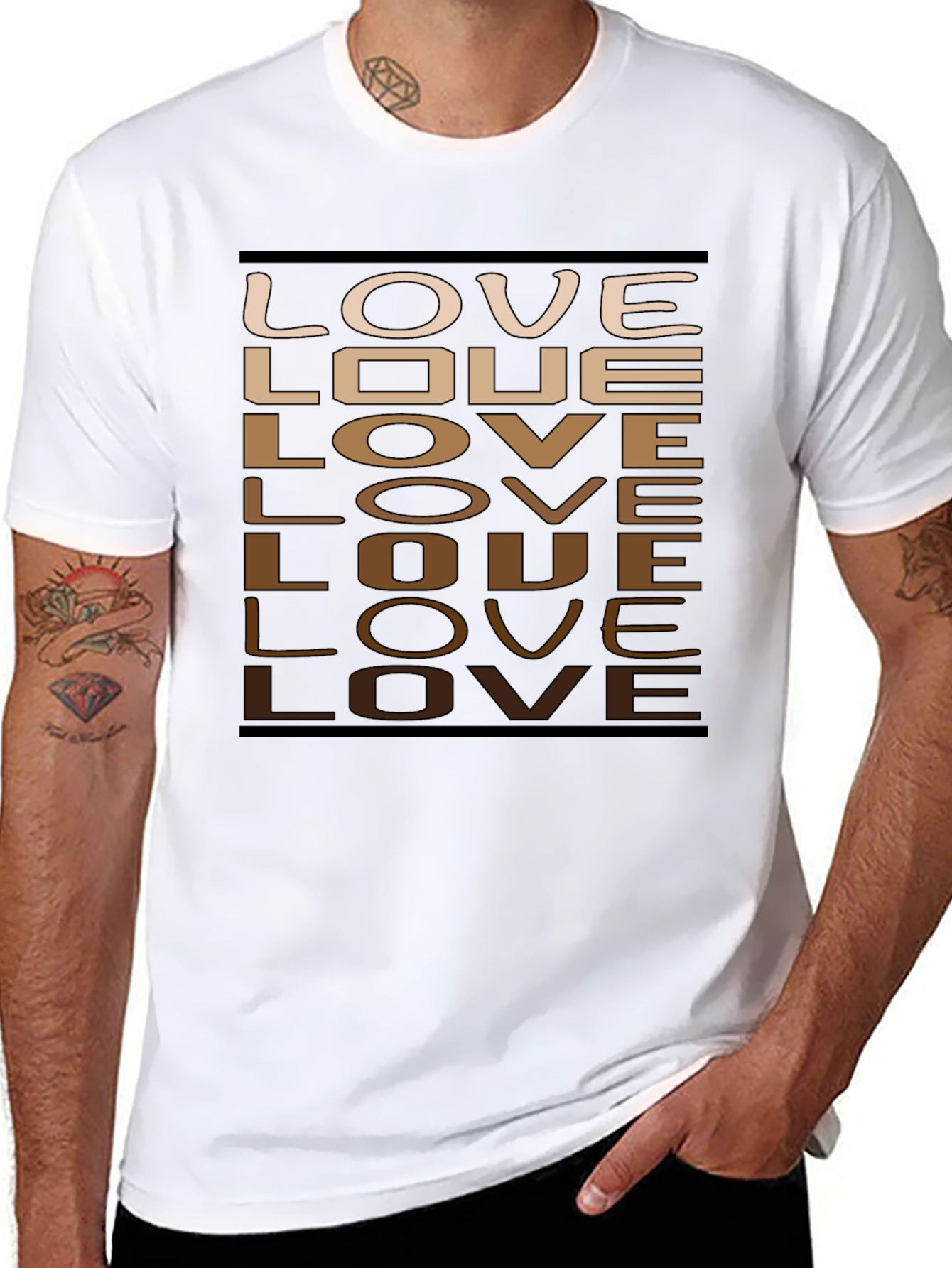 LOVE Gradient Graphic Tee - Mens Casual Black T-Shirt