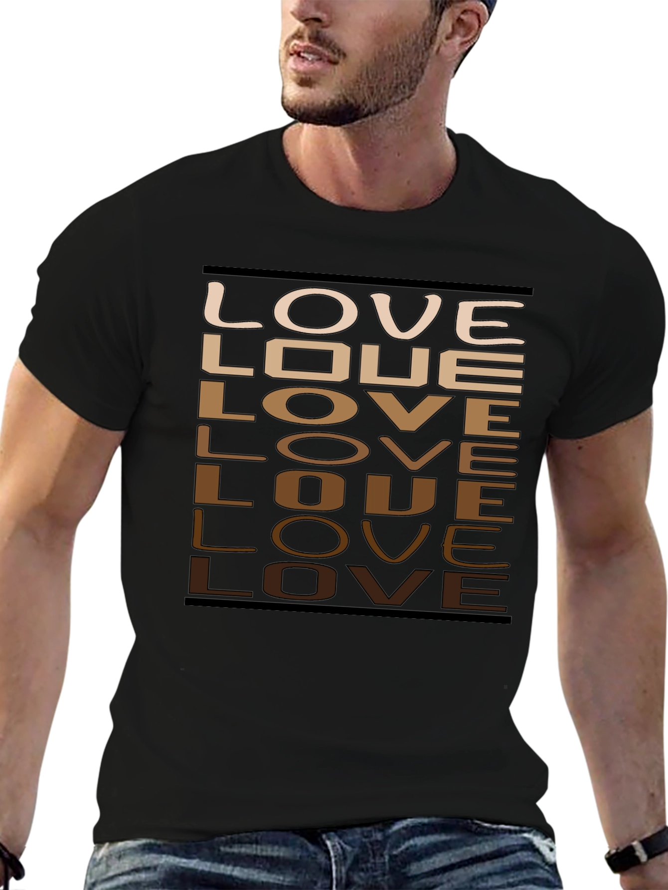 LOVE Gradient Graphic Tee - Mens Casual Black T-Shirt