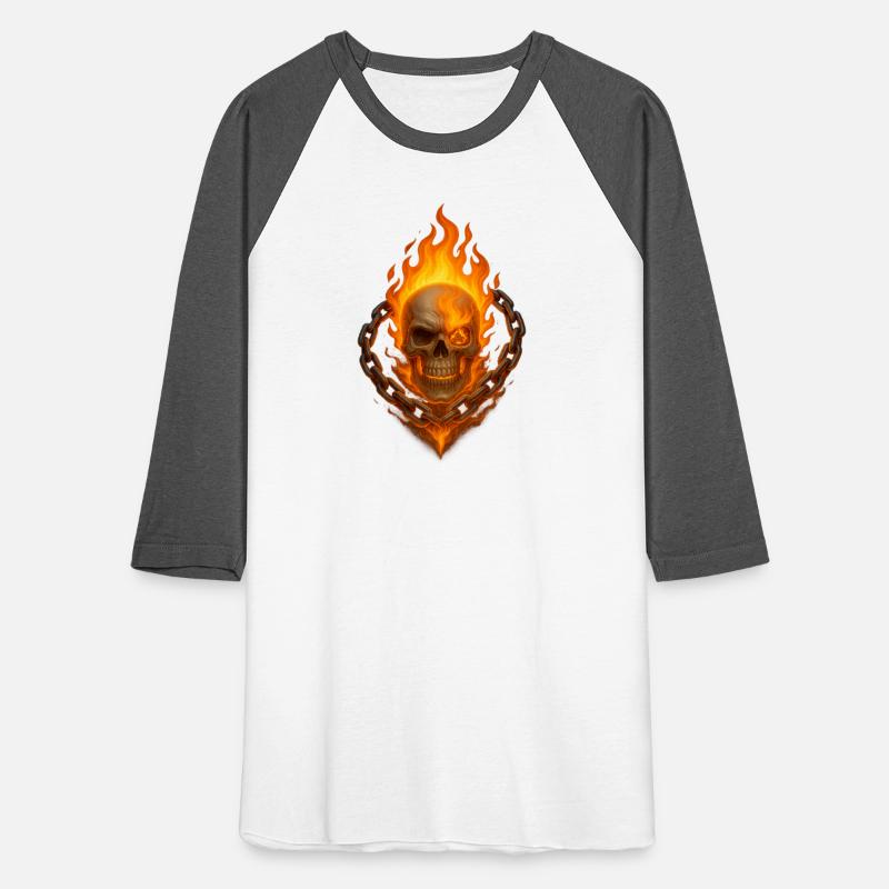 Flaming Skull with Burning Chain