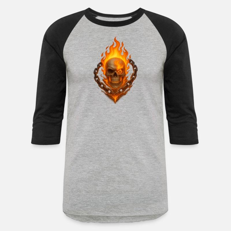 Flaming Skull with Burning Chain