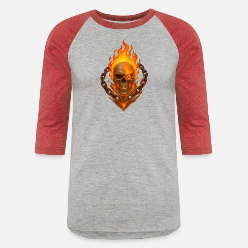 Flaming Skull with Burning Chain