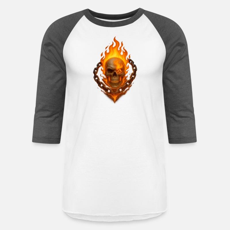 Flaming Skull with Burning Chain