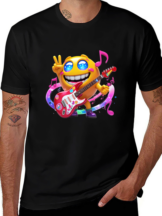 Cool Emoji Guitar Player Black T-Shirt
