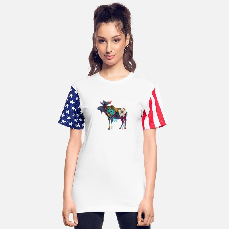 Floral Moose Elk Deer Wild Animal Watercolor