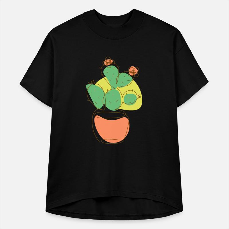 Flowering opuntia cactus one line drawing