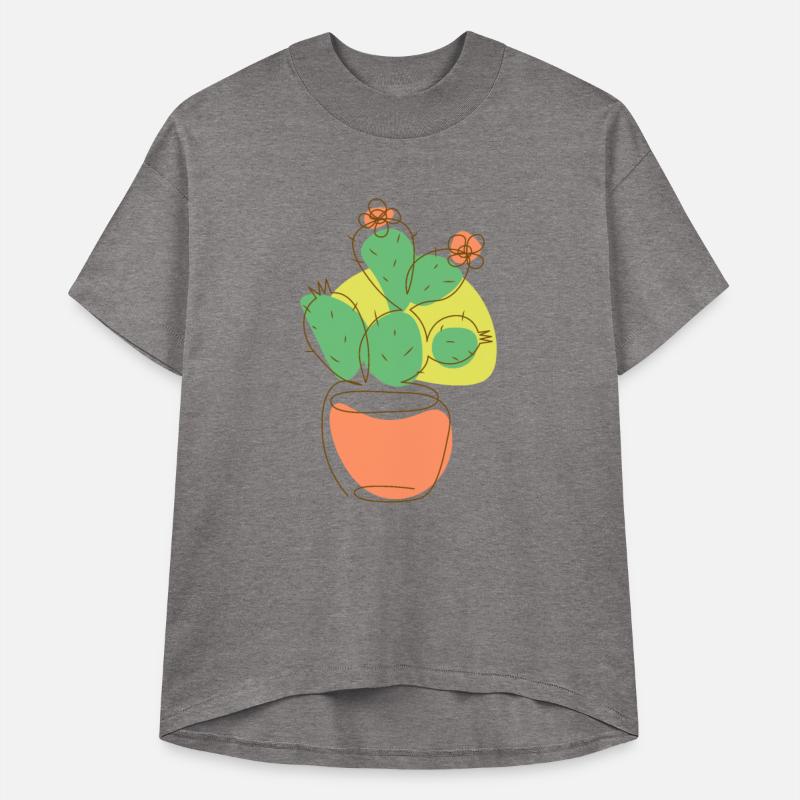 Flowering opuntia cactus one line drawing