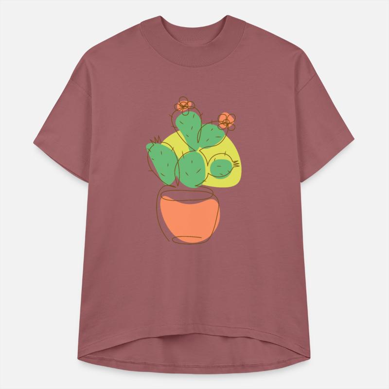 Flowering opuntia cactus one line drawing