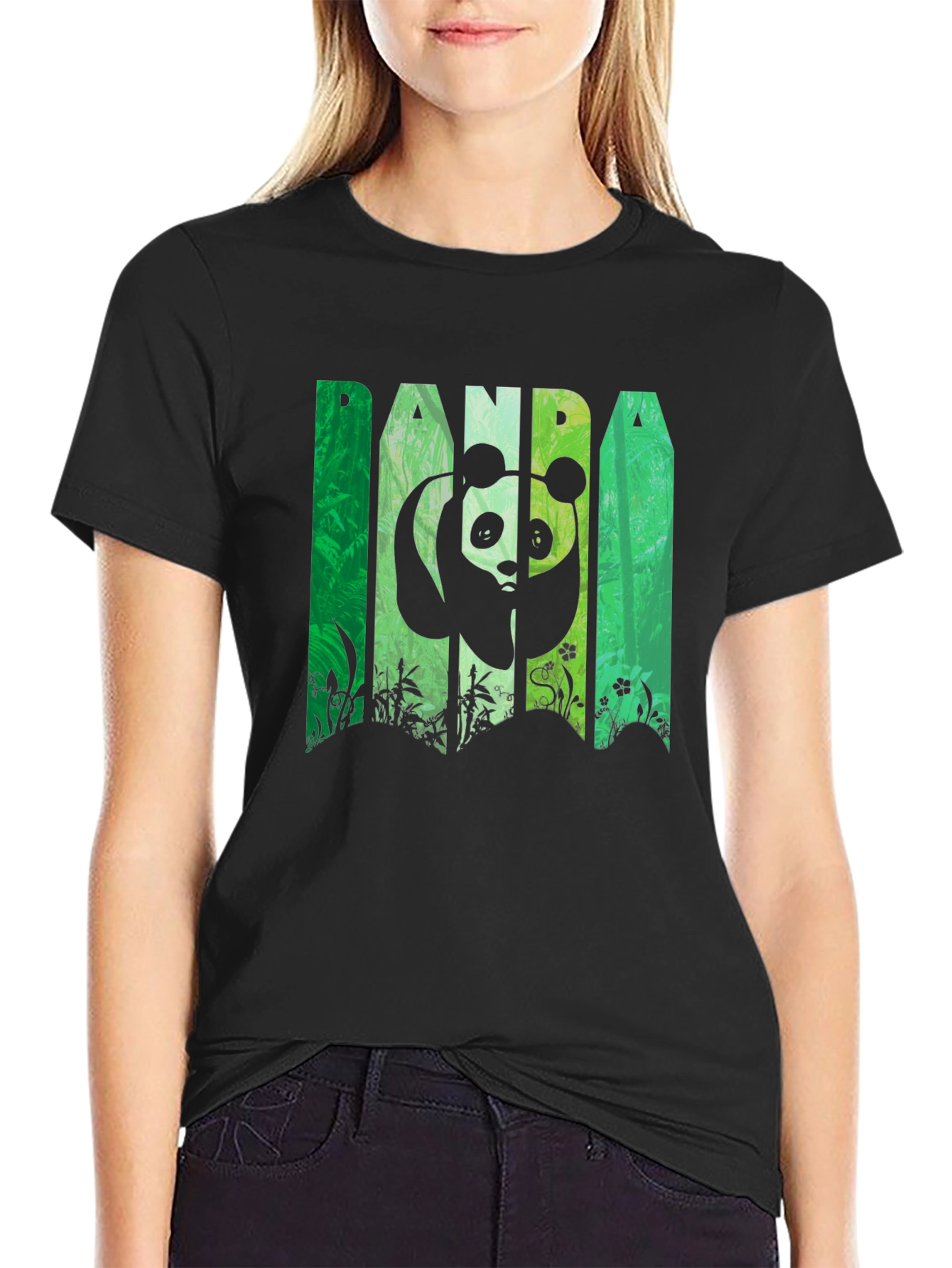 PANDA Graphic Print Mens Black T-Shirt