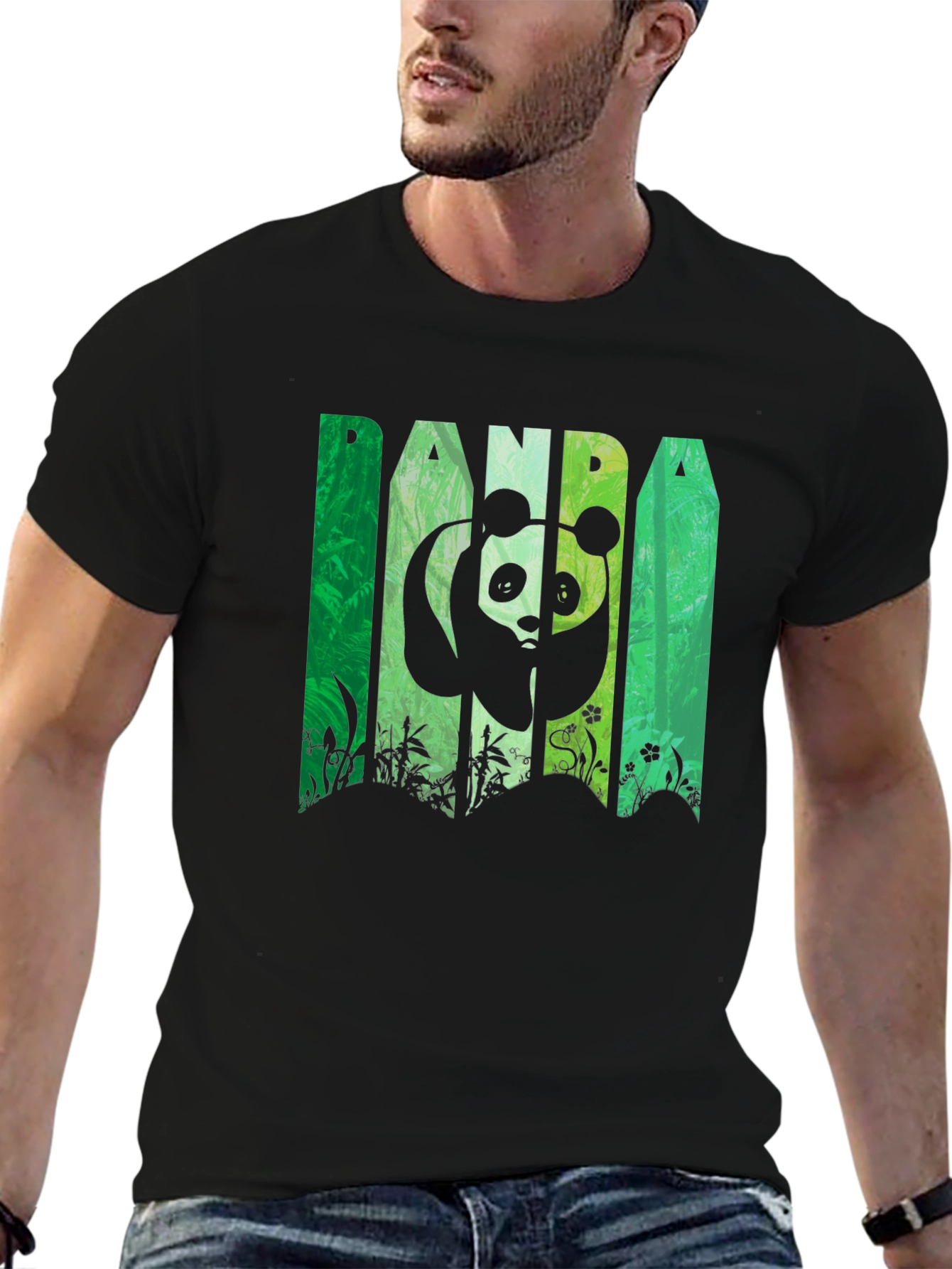 PANDA Graphic Print Mens Black T-Shirt