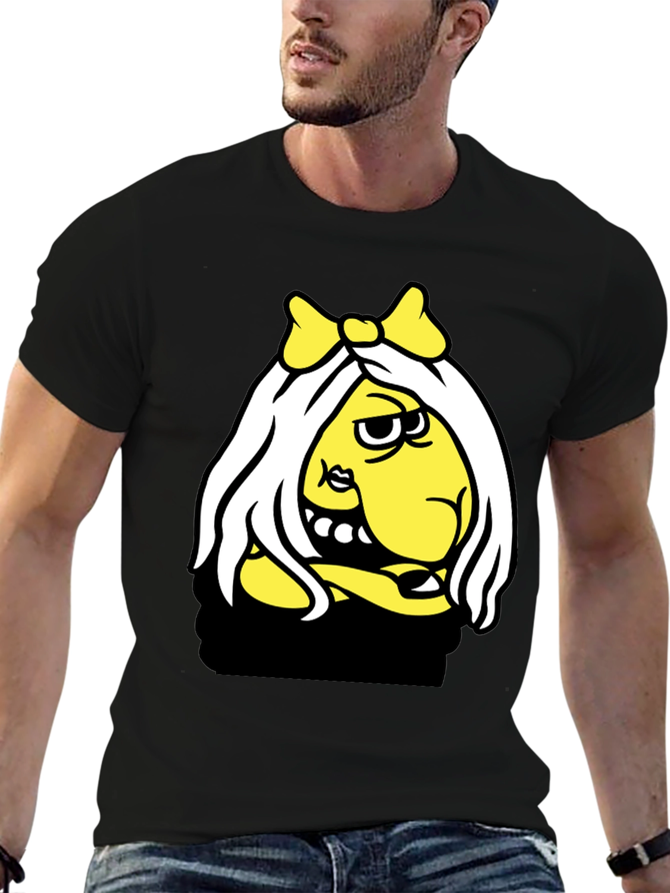Funny Cartoon Graphic Black T-Shirt