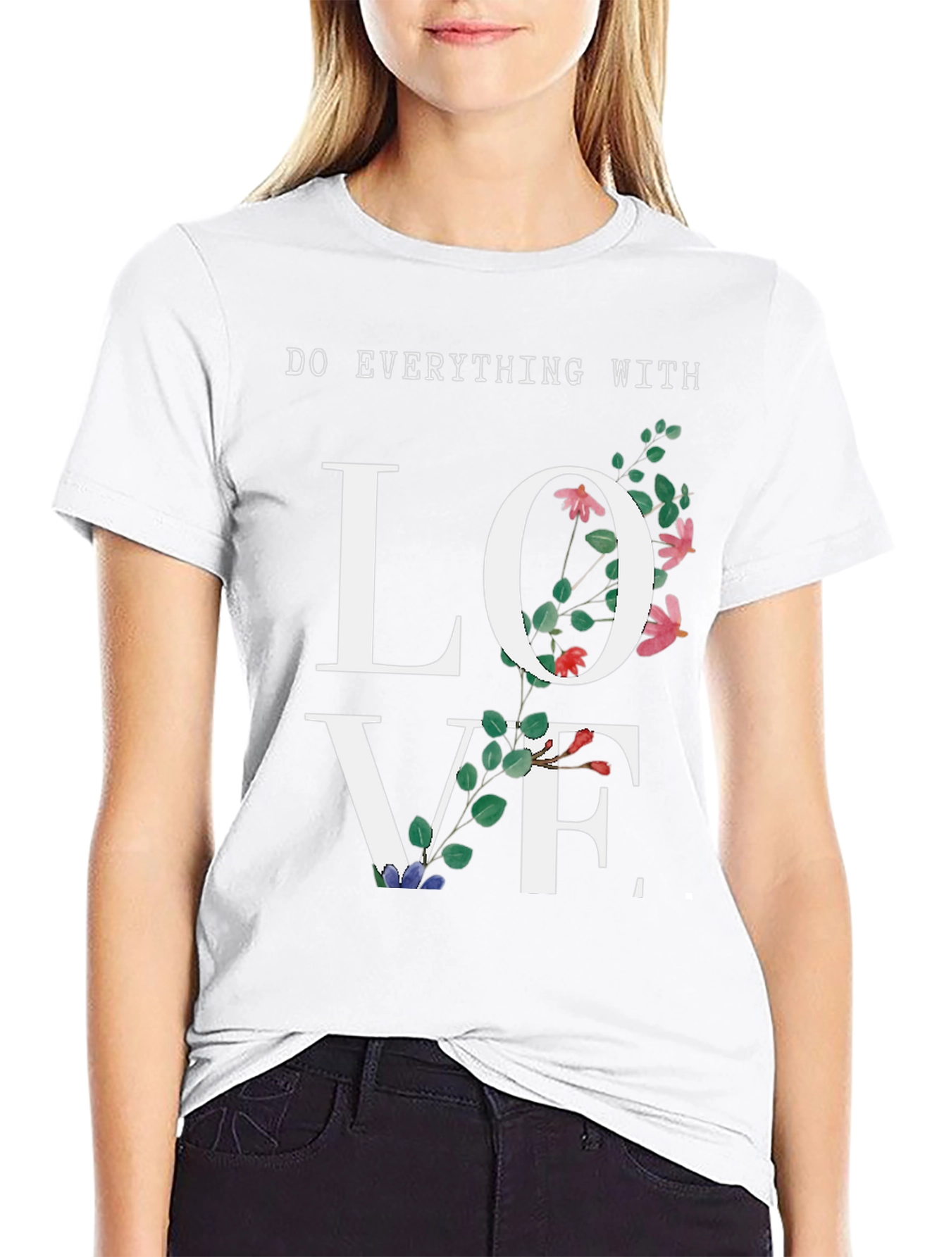 Love Floral Graphic T-Shirt - Everyday Inspirational Tee