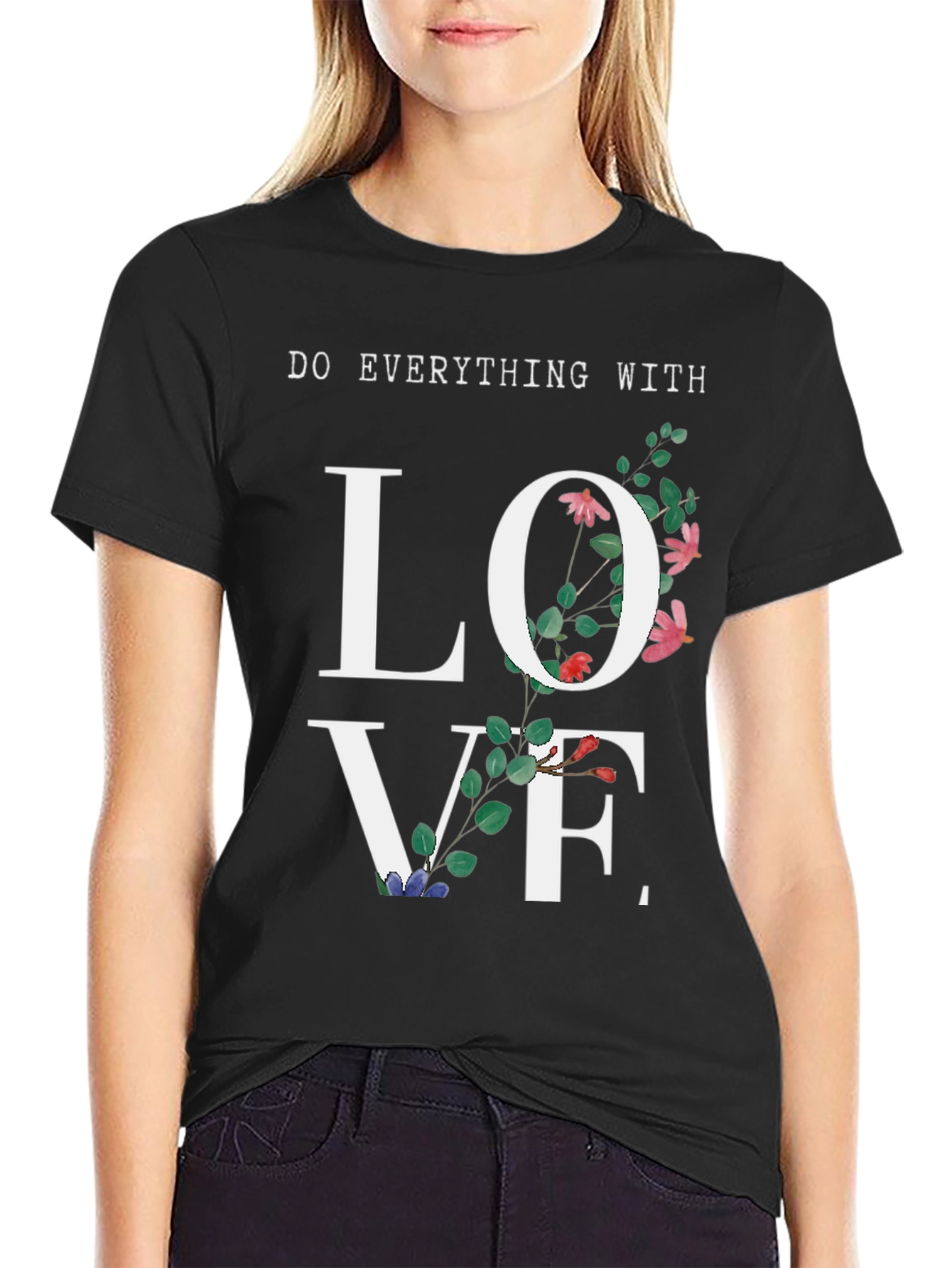 Love Floral Graphic T-Shirt - Everyday Inspirational Tee