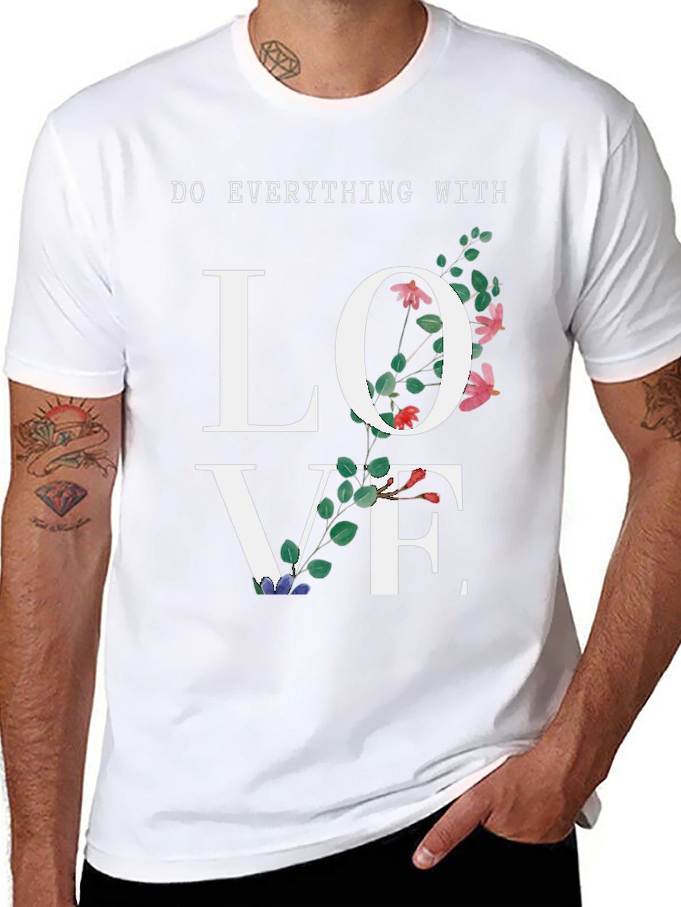 Love Floral Graphic T-Shirt - Everyday Inspirational Tee