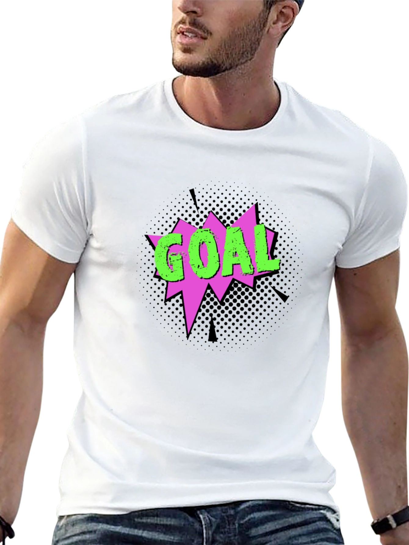 Goal Graphic T-Shirt - Black Crew Neck Tee