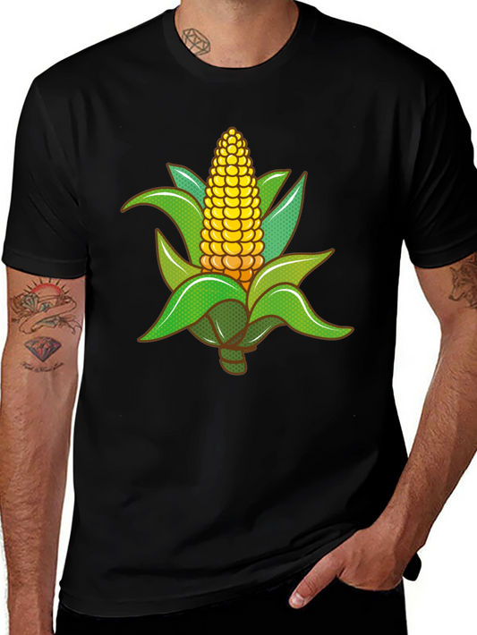 Corn Graphic Tee - Black Cotton T-Shirt