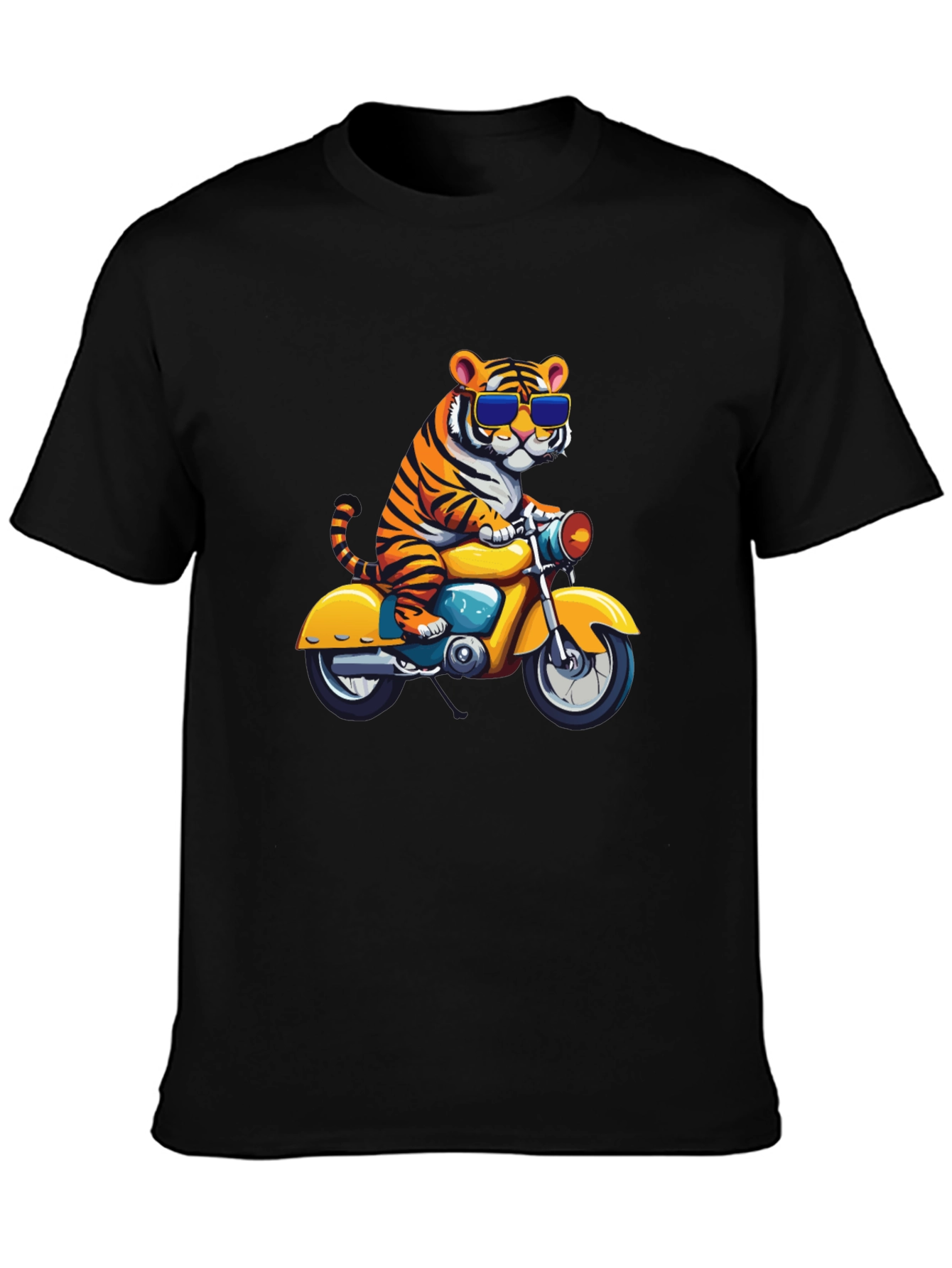 Tiger Riding Motorcycle Graphic Tee - Black