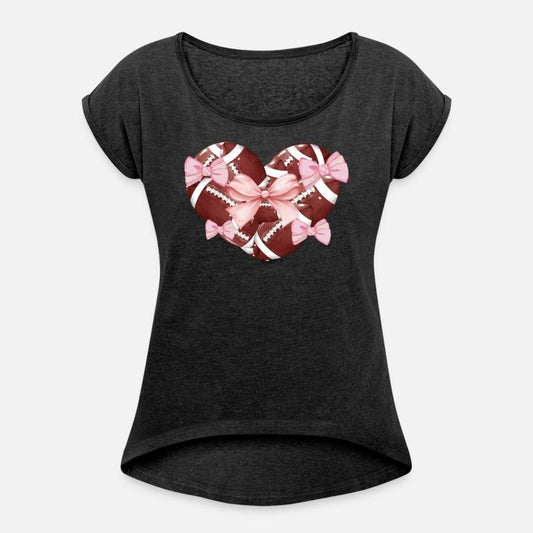 Football game day cute coquette woman bow heart