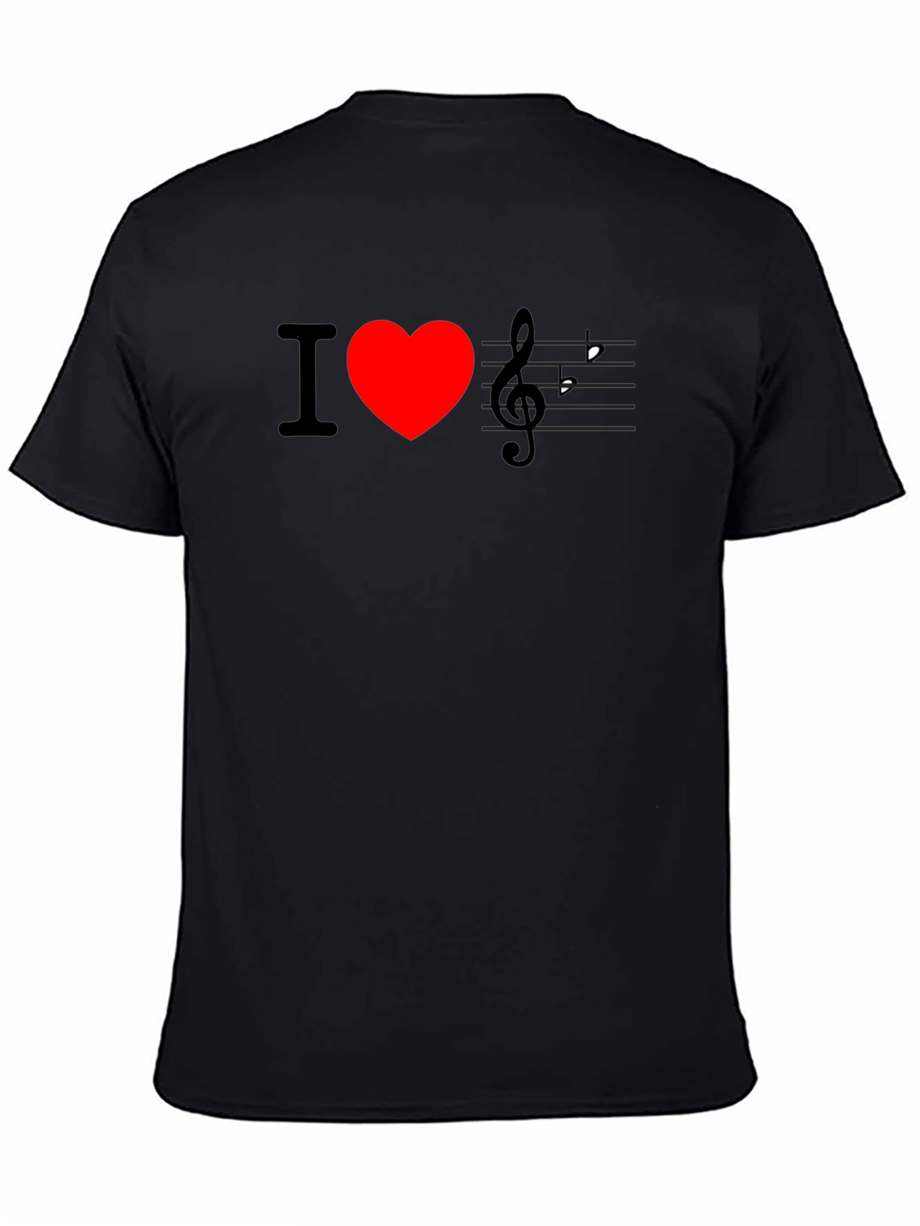 I Love Music T-Shirt - Black Crew Neck Tee