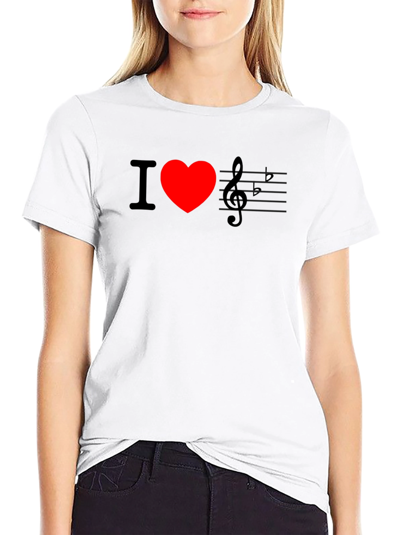 I Love Music T-Shirt - Black Crew Neck Tee