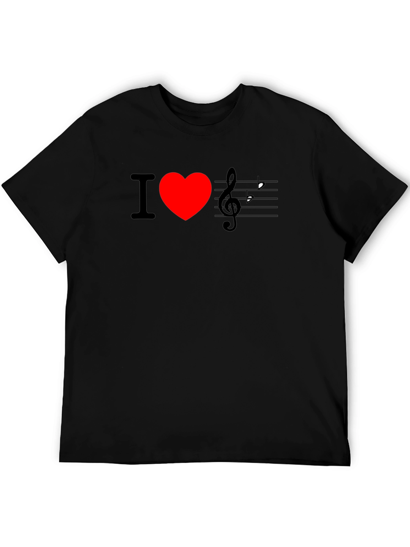 I Love Music T-Shirt - Black Crew Neck Tee