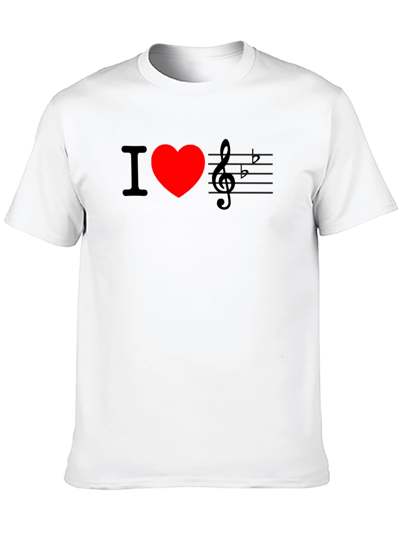I Love Music T-Shirt - Black Crew Neck Tee