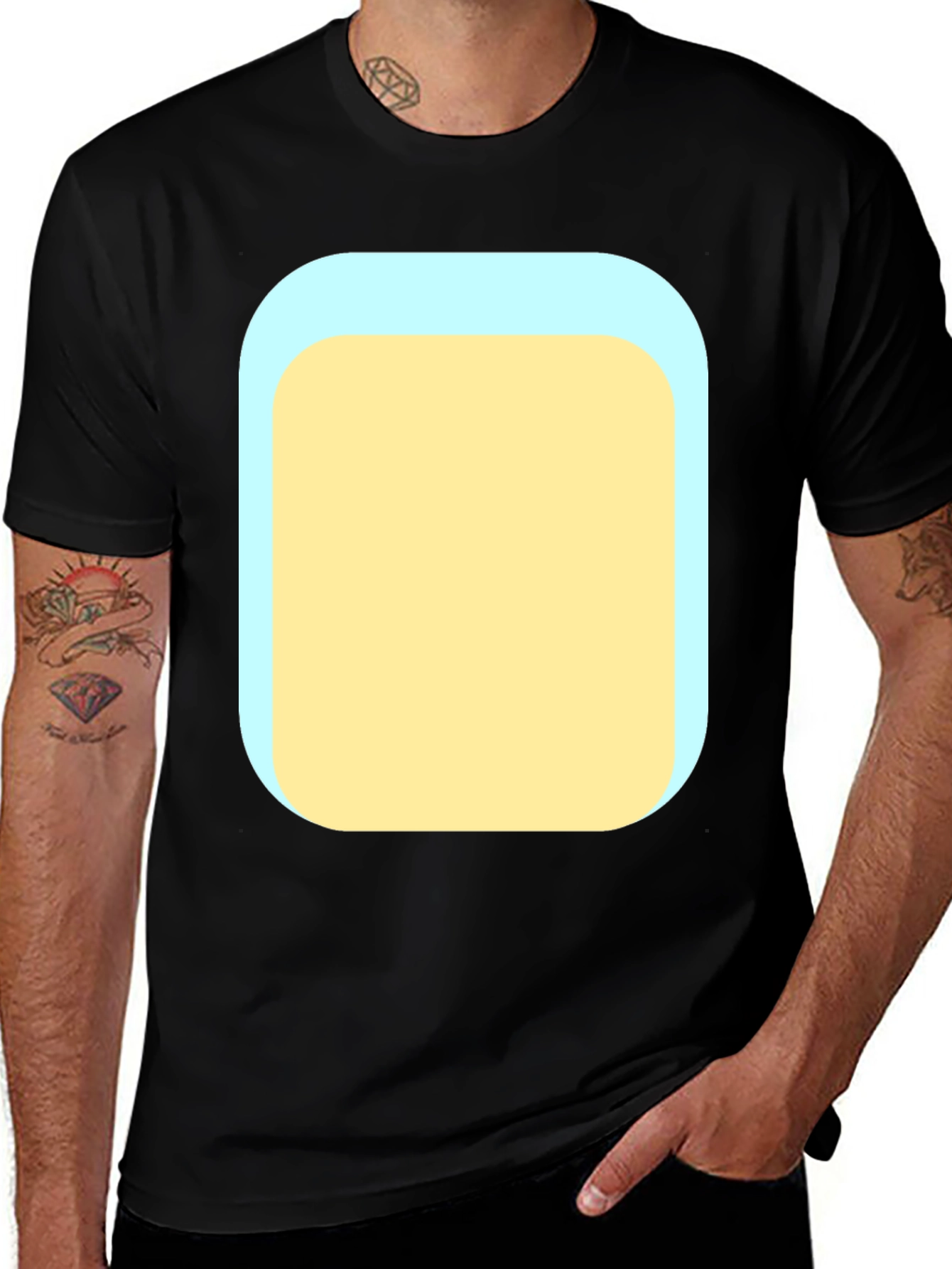 Mens Black T-Shirt with Graphic Print