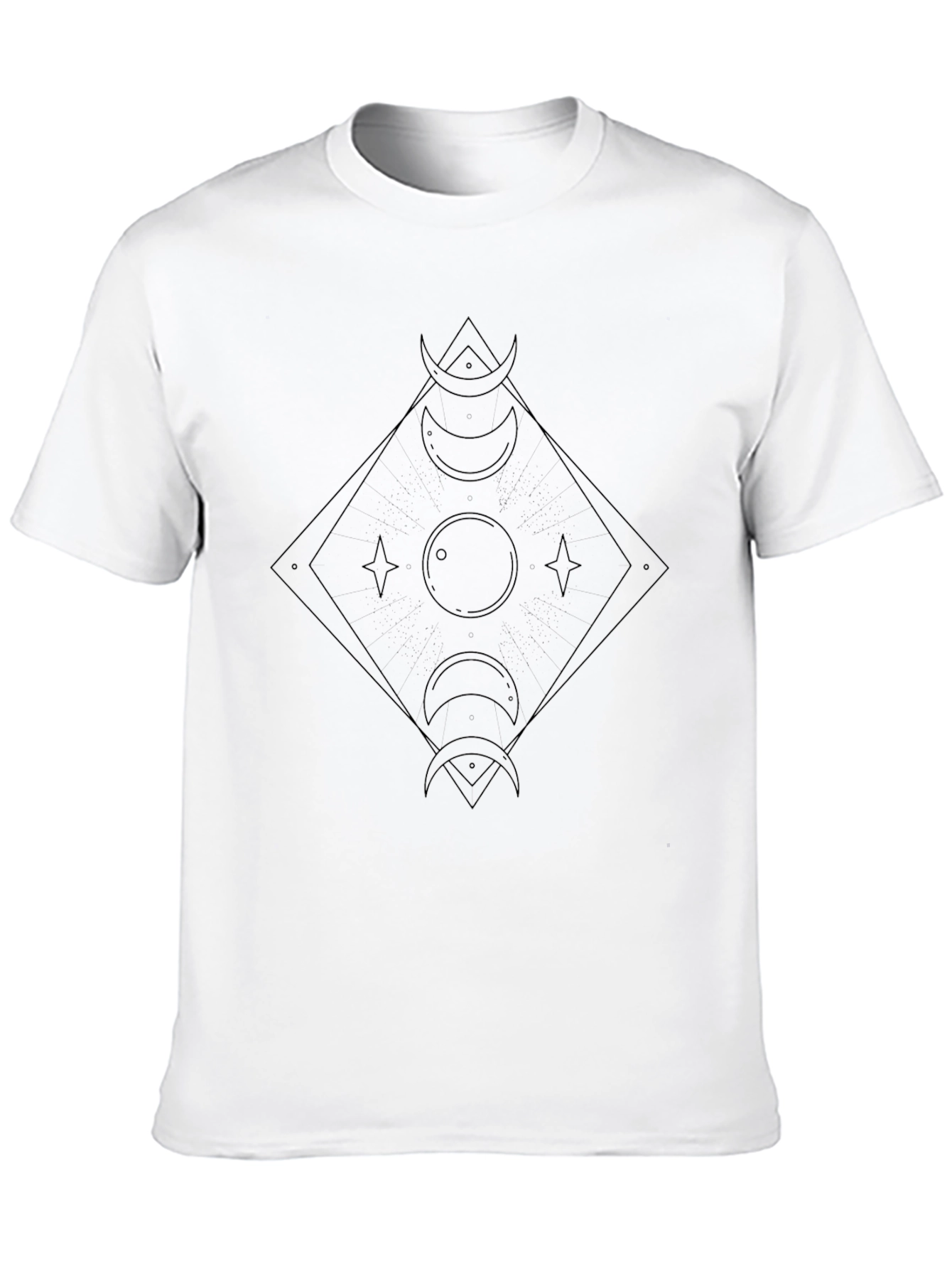 Geometric Moon Phase Graphic Tee - Black