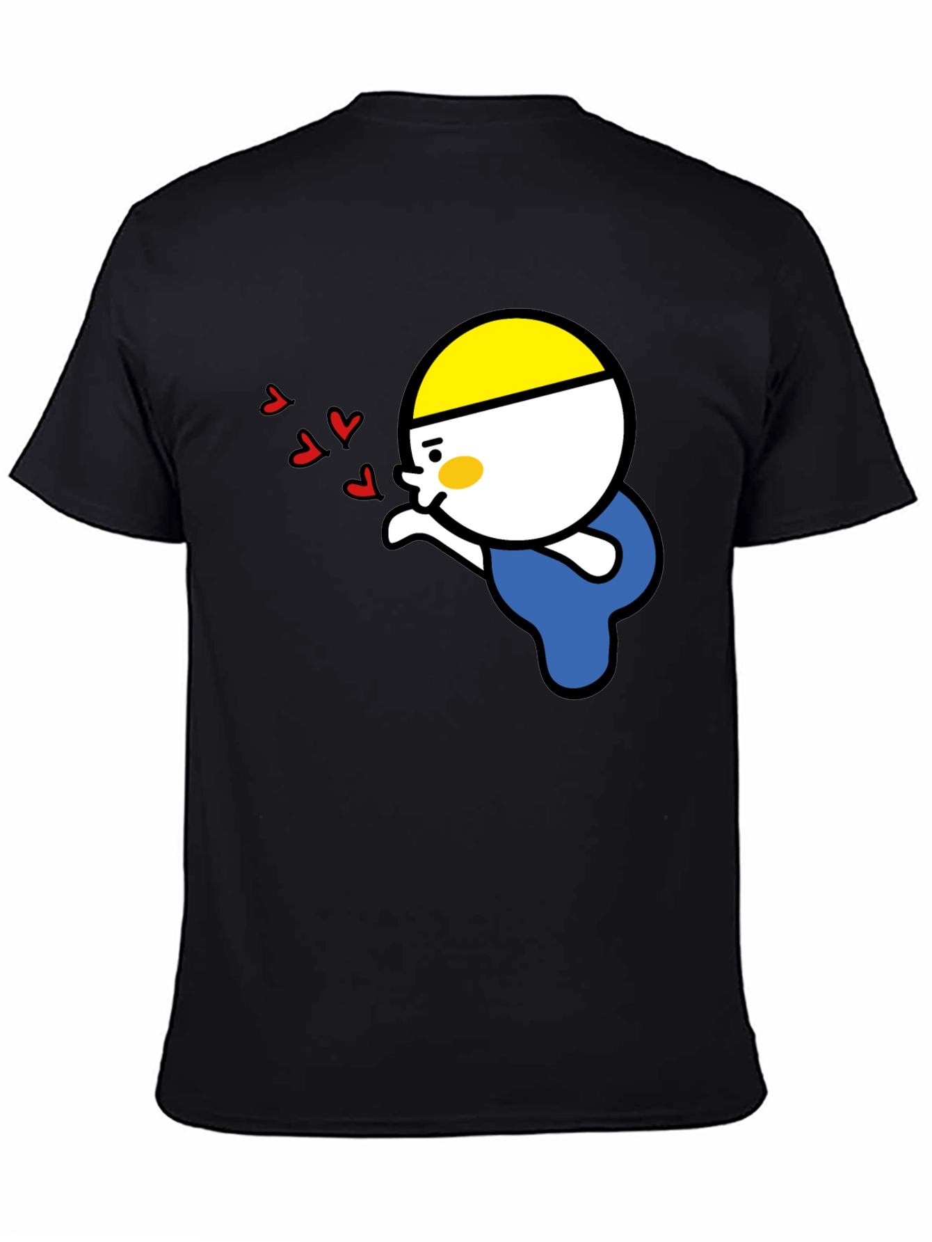 Kissing Cartoon Graphic Tee - Black