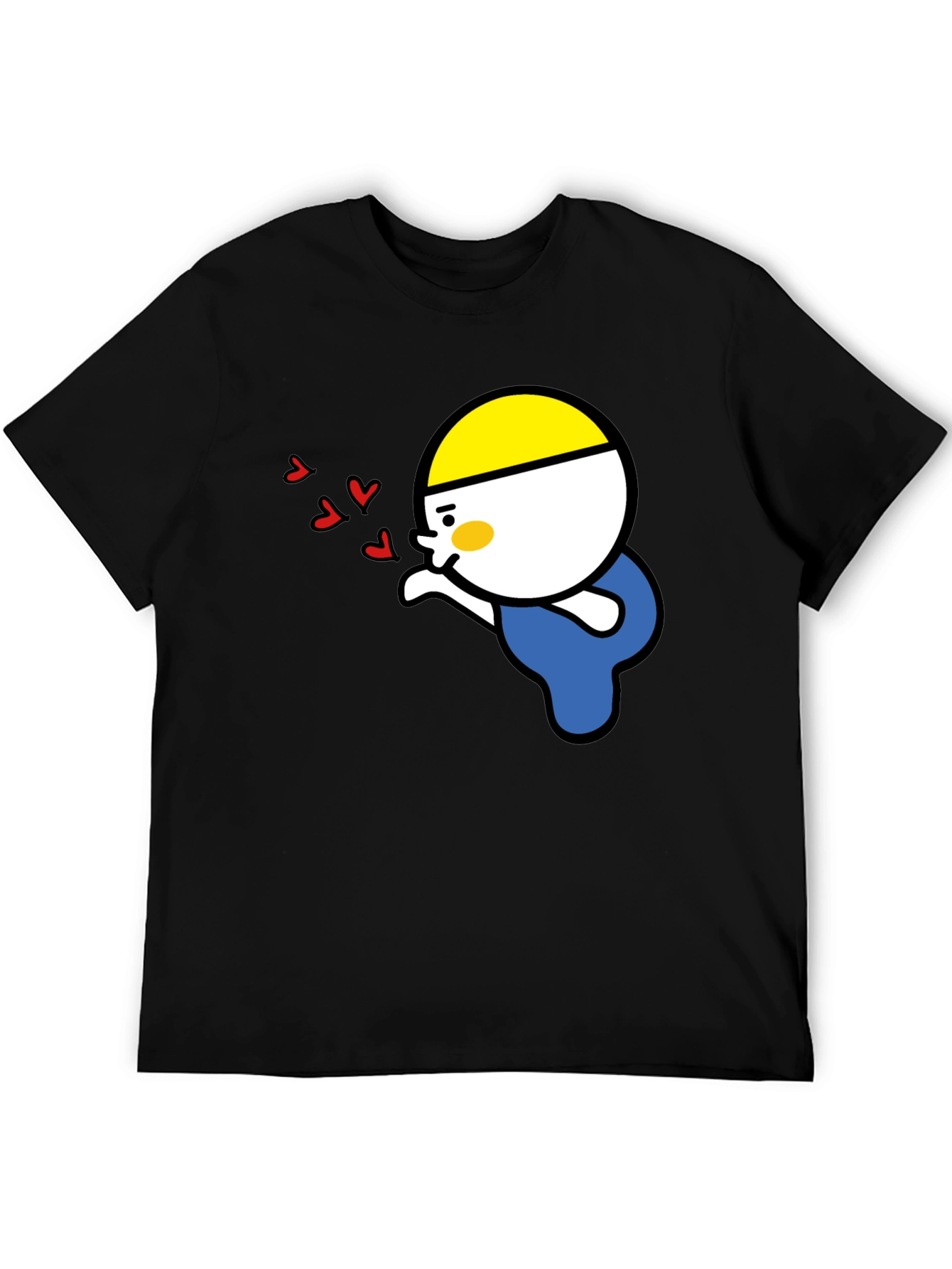 Kissing Cartoon Graphic Tee - Black
