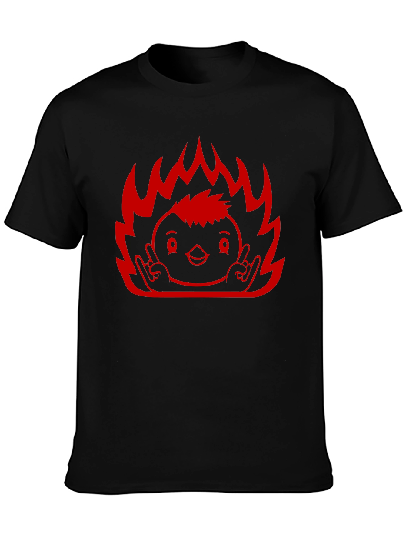 Rock On Flame Chick T-Shirt - Black
