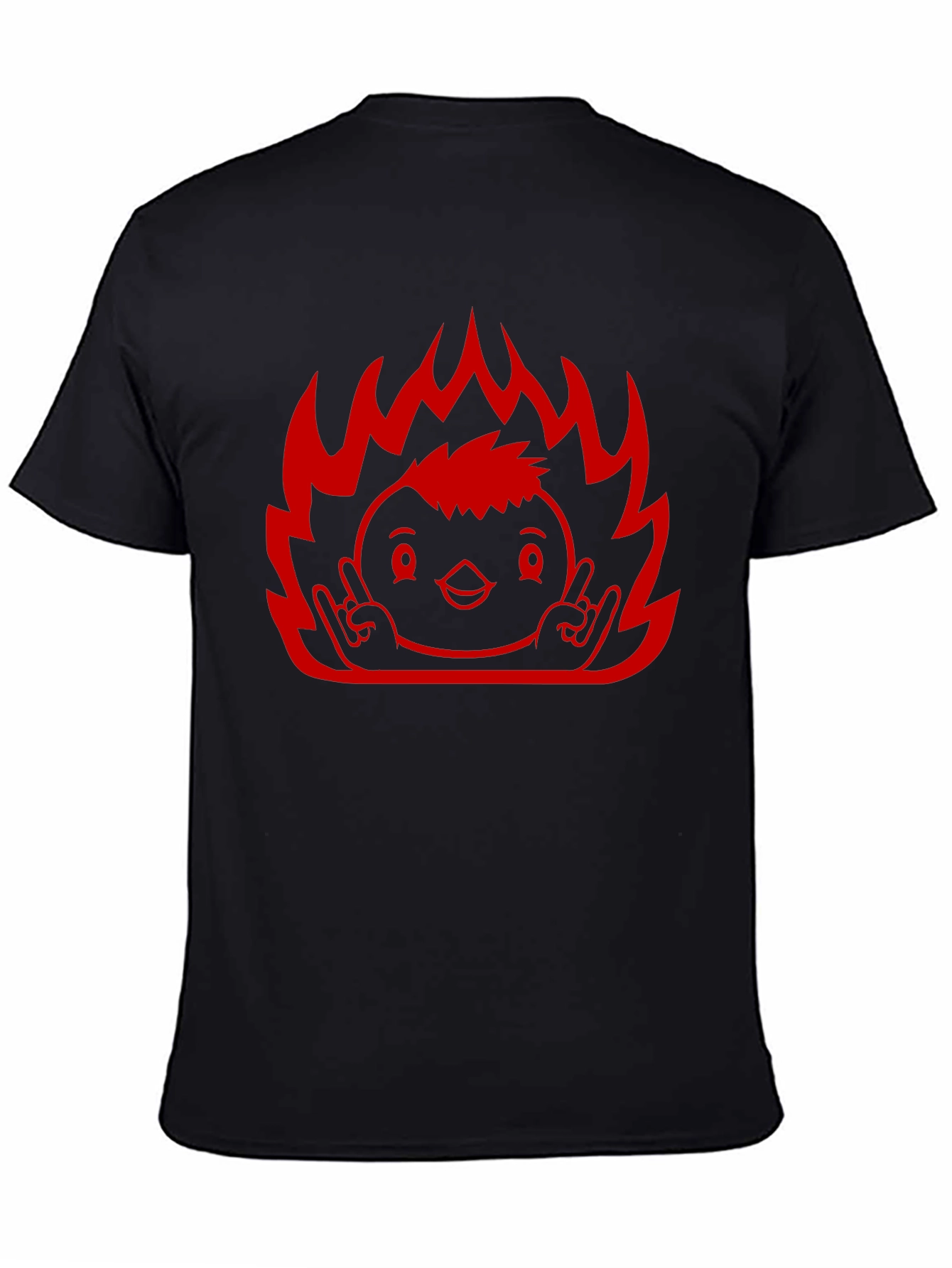 Rock On Flame Chick T-Shirt - Black
