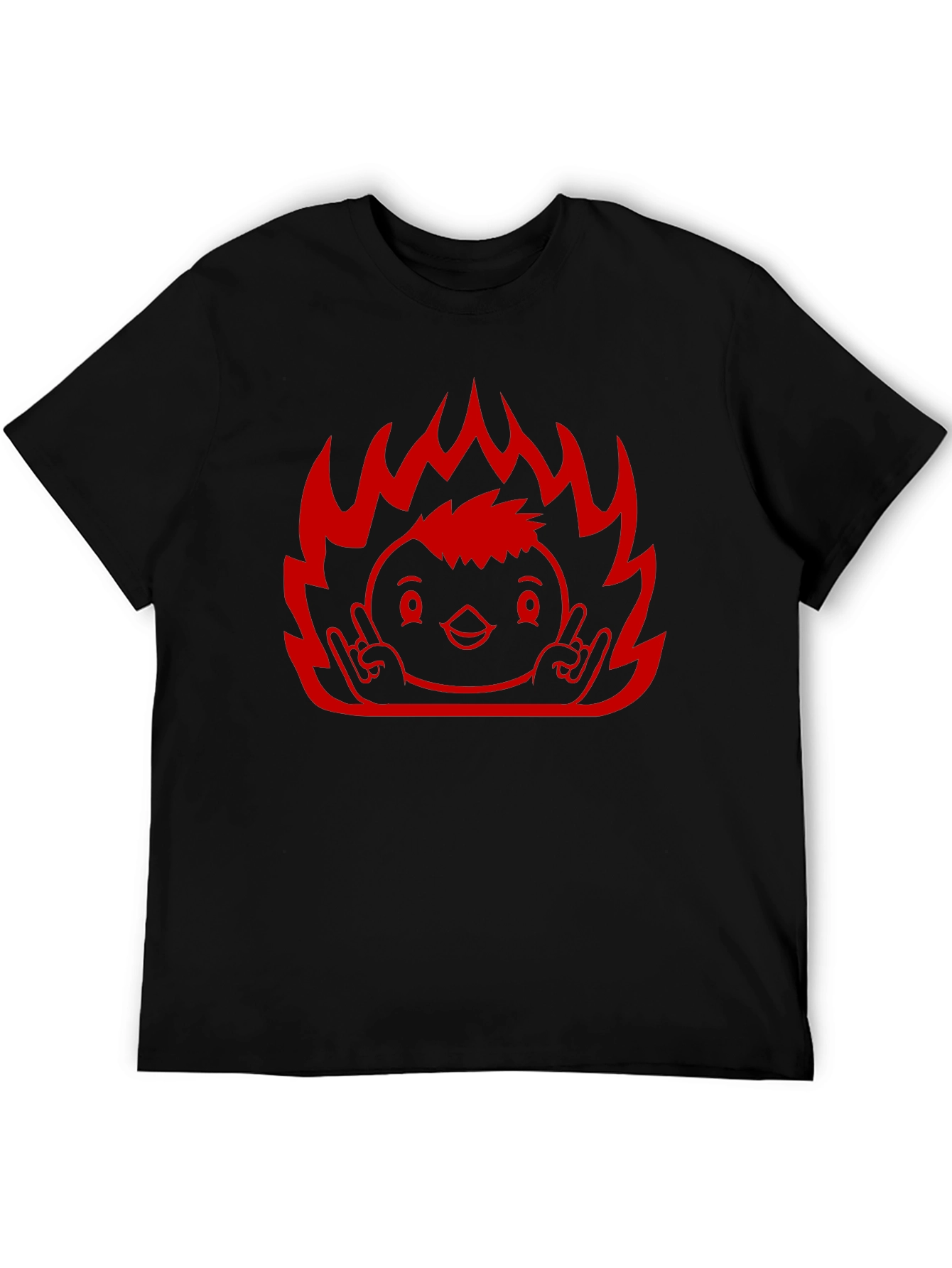 Rock On Flame Chick T-Shirt - Black
