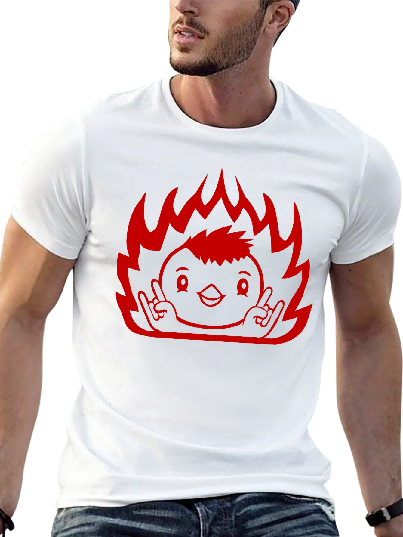 Rock On Flame Chick T-Shirt - Black