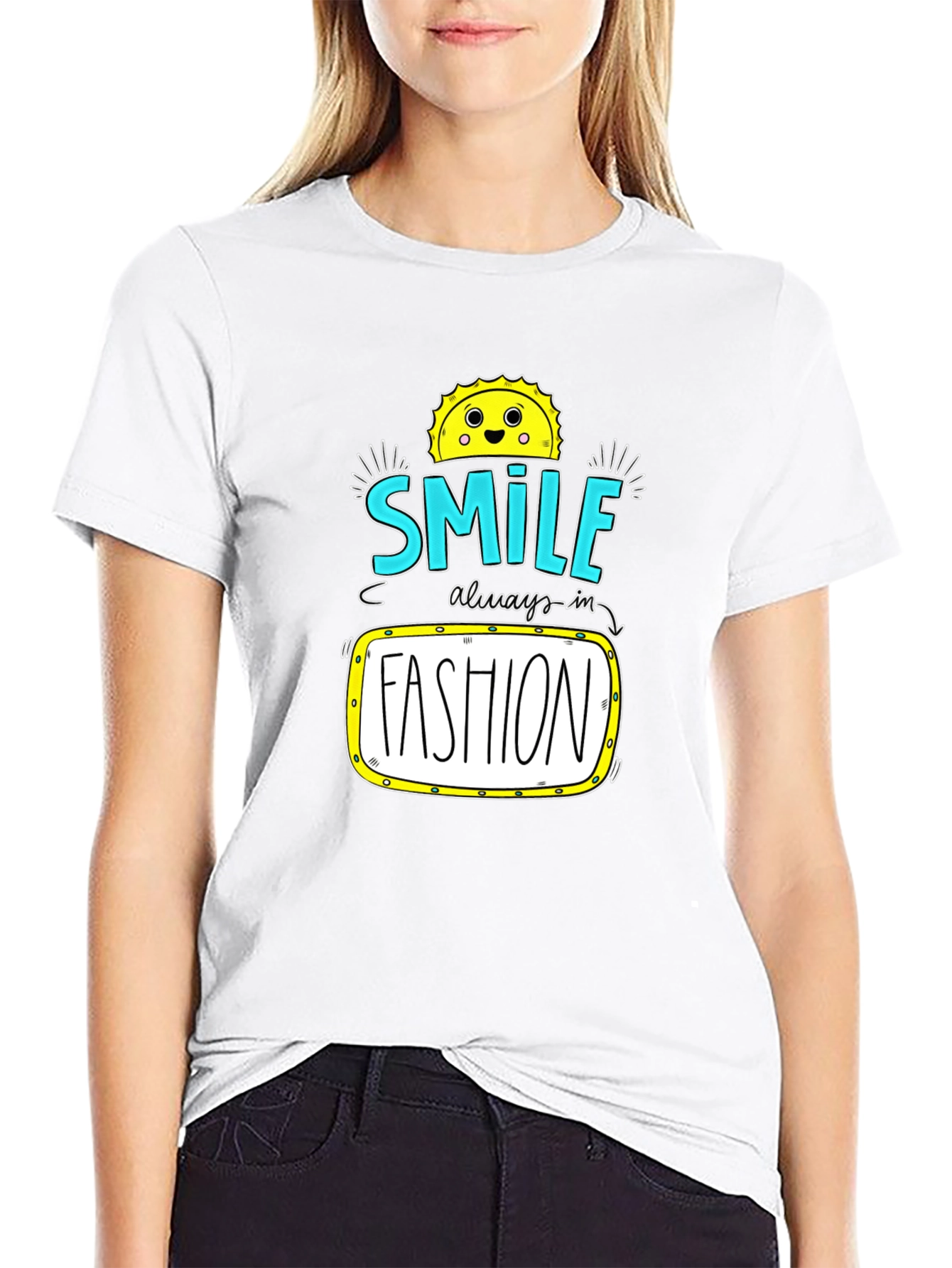 Smile Fashion Graphic Tee - Black Cotton T-Shirt