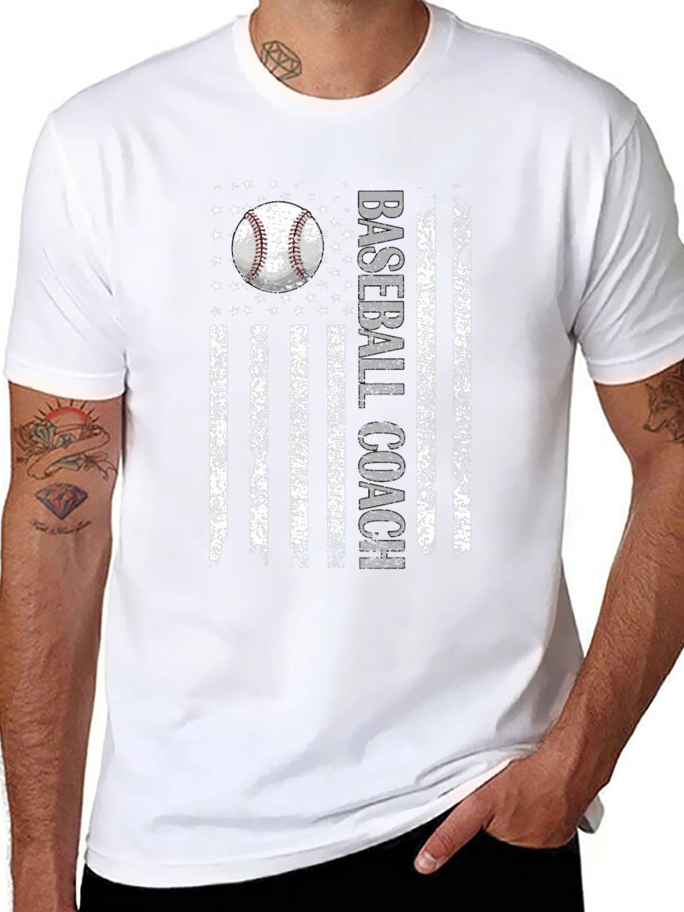 Baseball Coach USA Flag T-Shirt