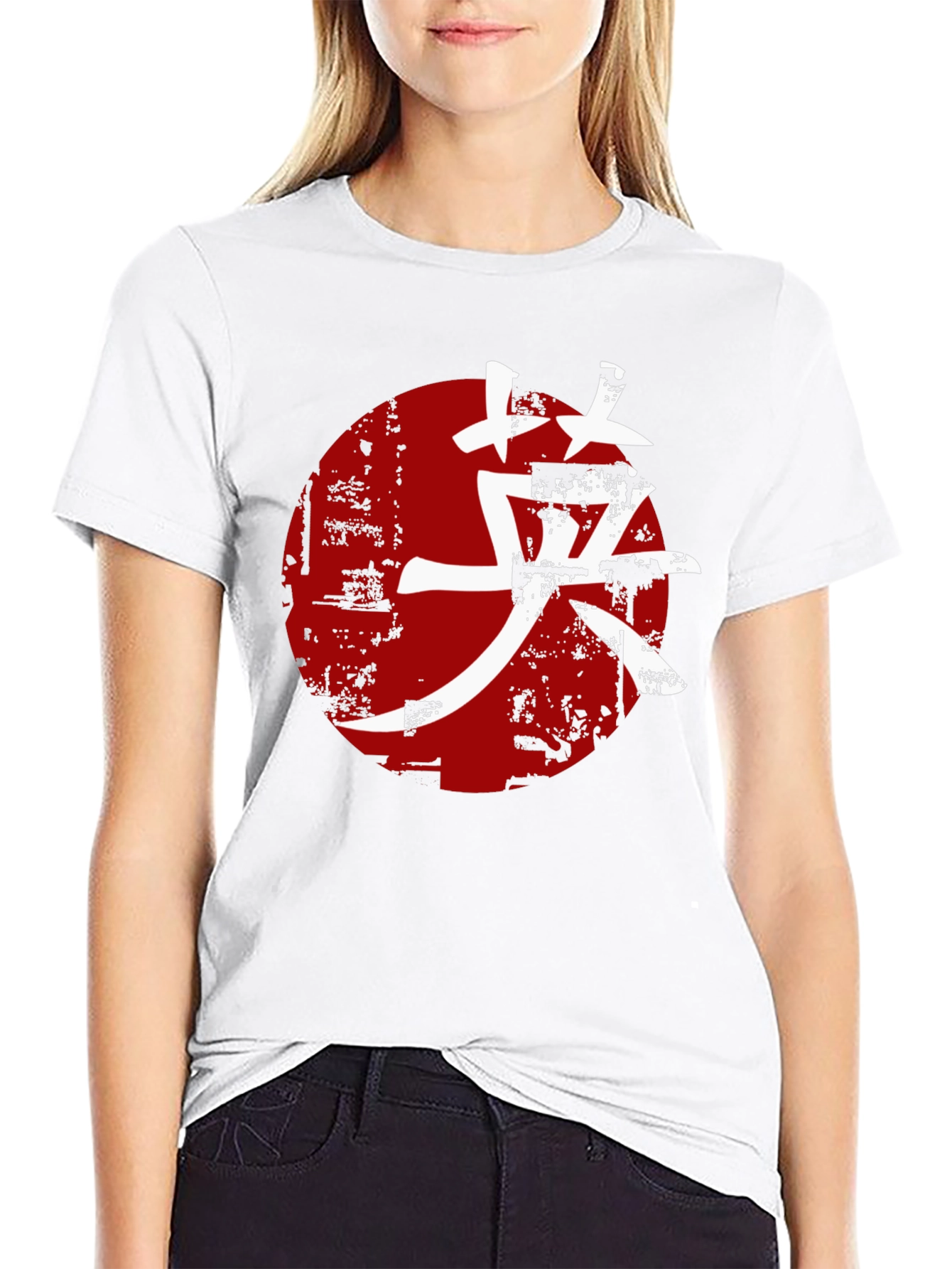 Graphic Tee - Japanese Symbol Red Sun Black Shirt
