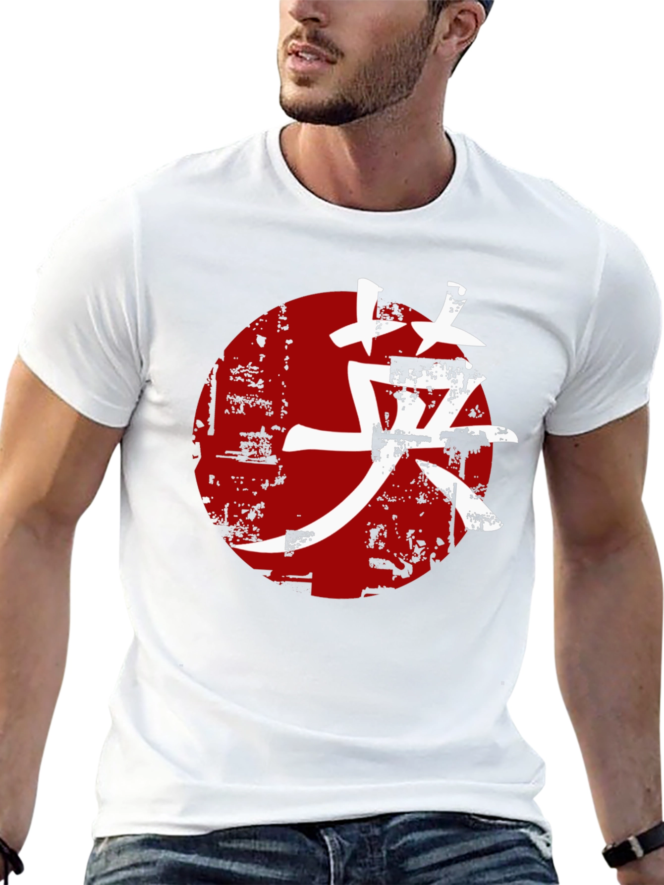 Graphic Tee - Japanese Symbol Red Sun Black Shirt