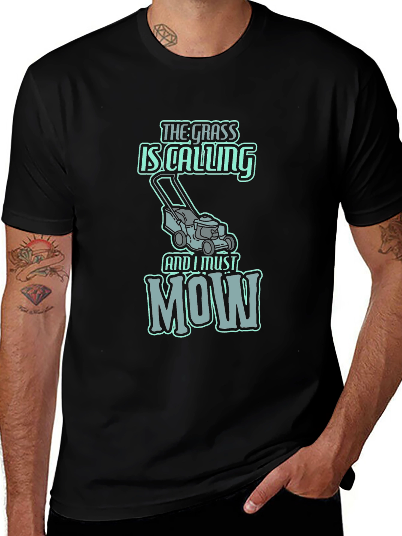 Funny Lawn Mowing T-Shirt - The Grass is Calling