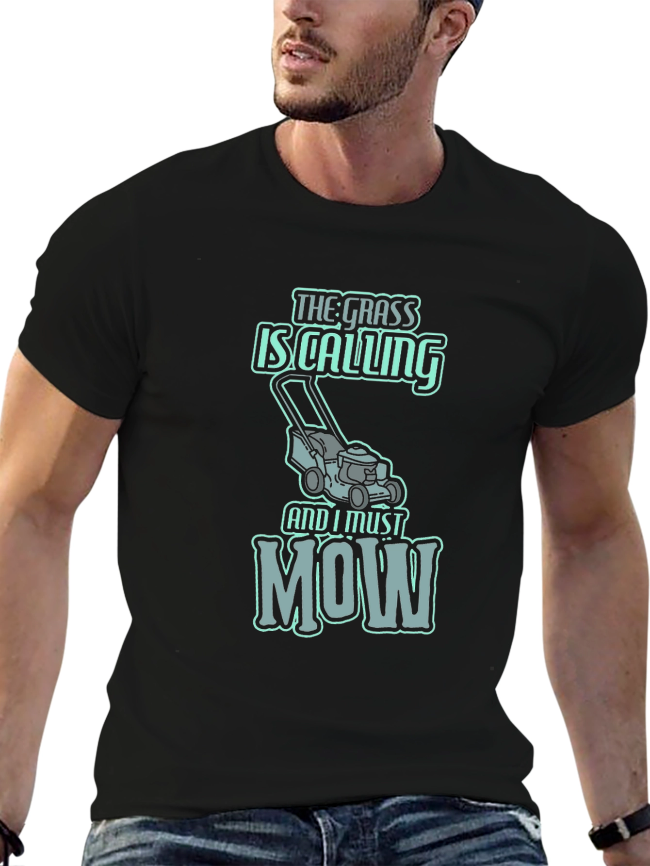 Funny Lawn Mowing T-Shirt - The Grass is Calling
