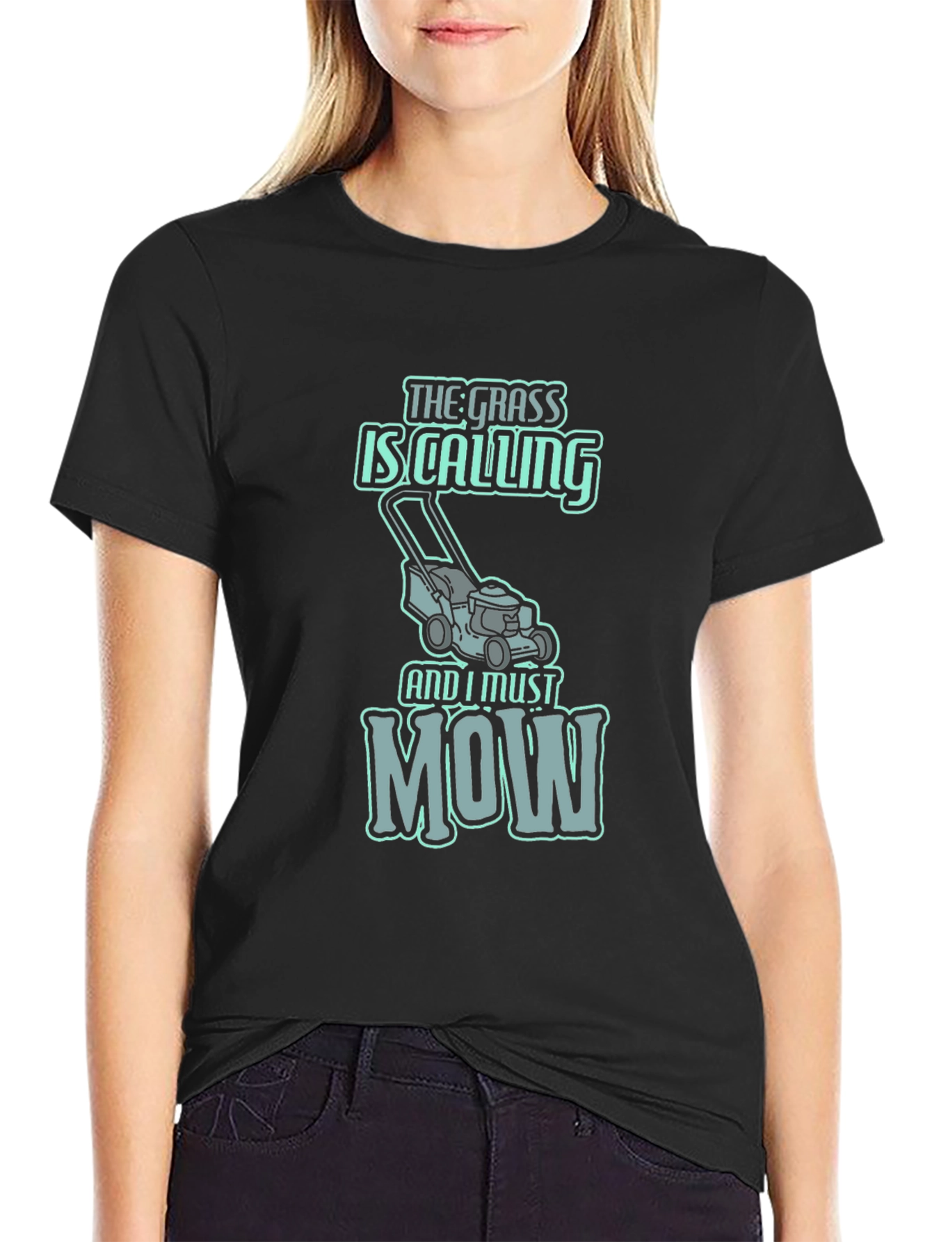 Funny Lawn Mowing T-Shirt - The Grass is Calling