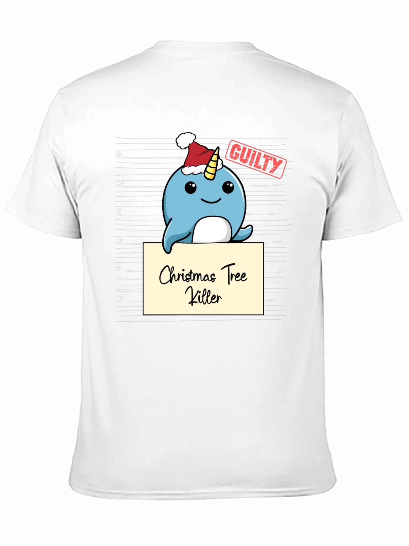 Christmas Tree Killer Narwhal Mugshot T-Shirt