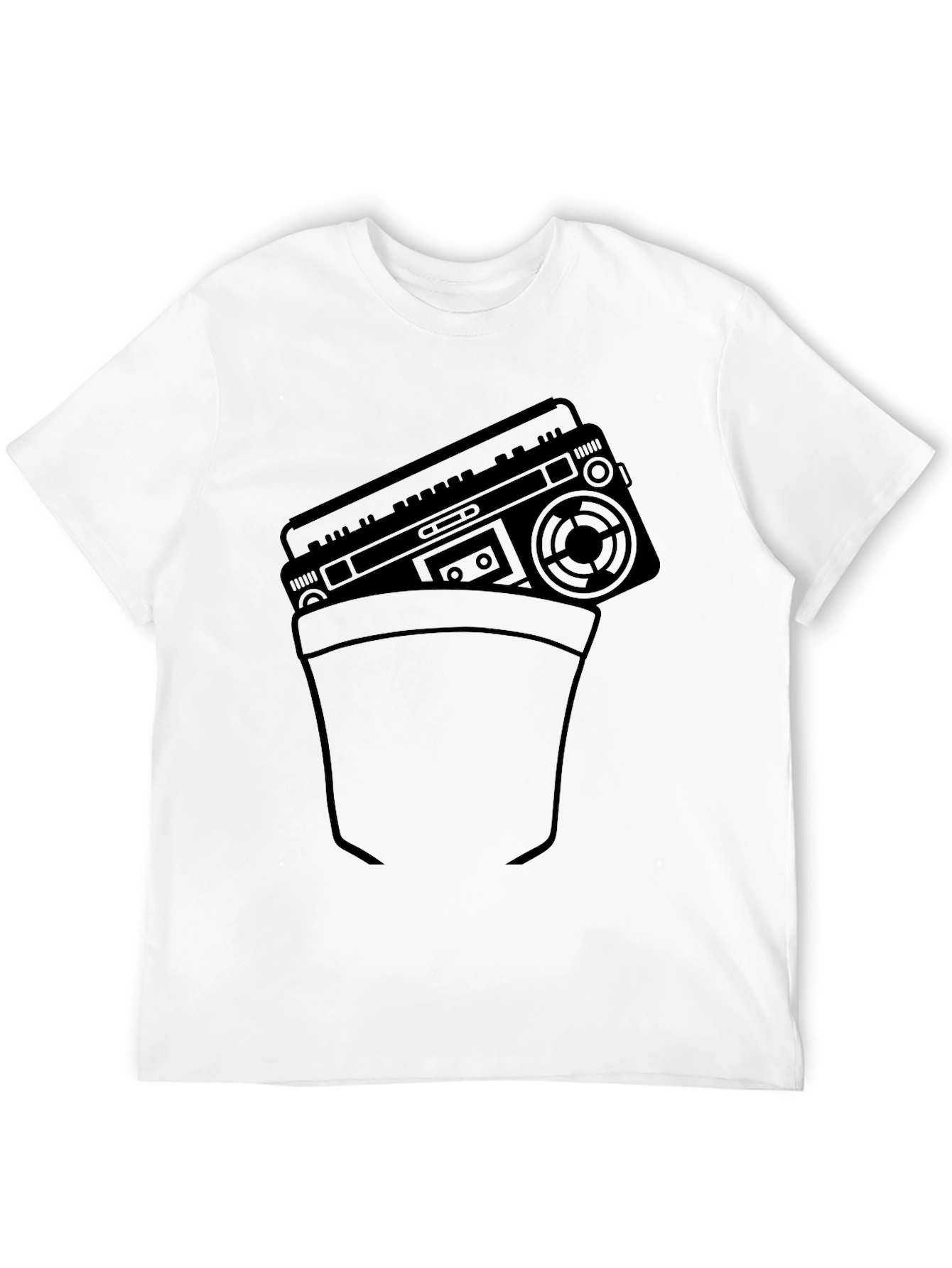 Boombox Pocket Graphic Black T-Shirt