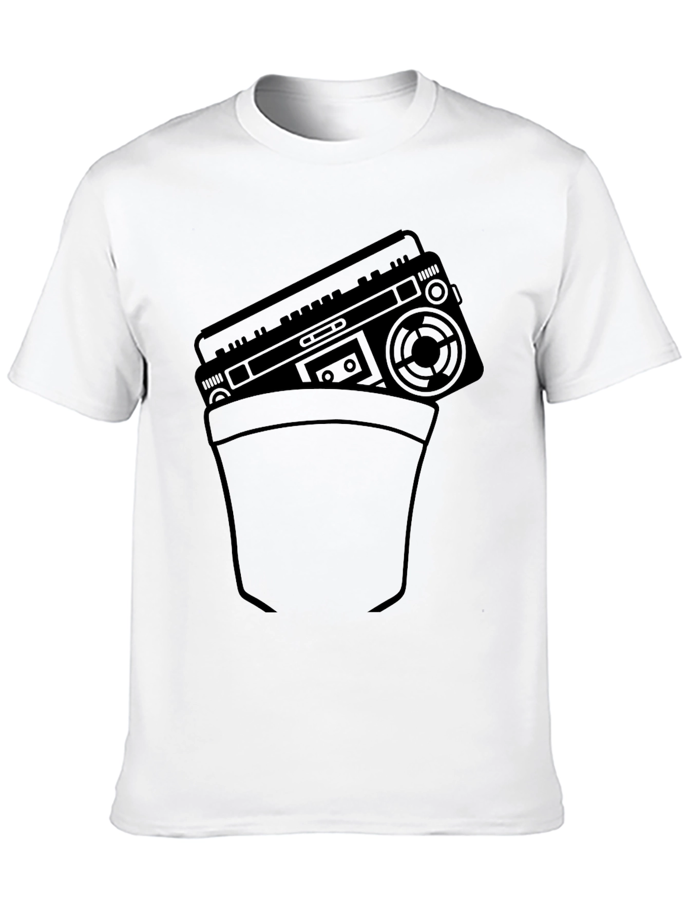 Boombox Pocket Graphic Black T-Shirt