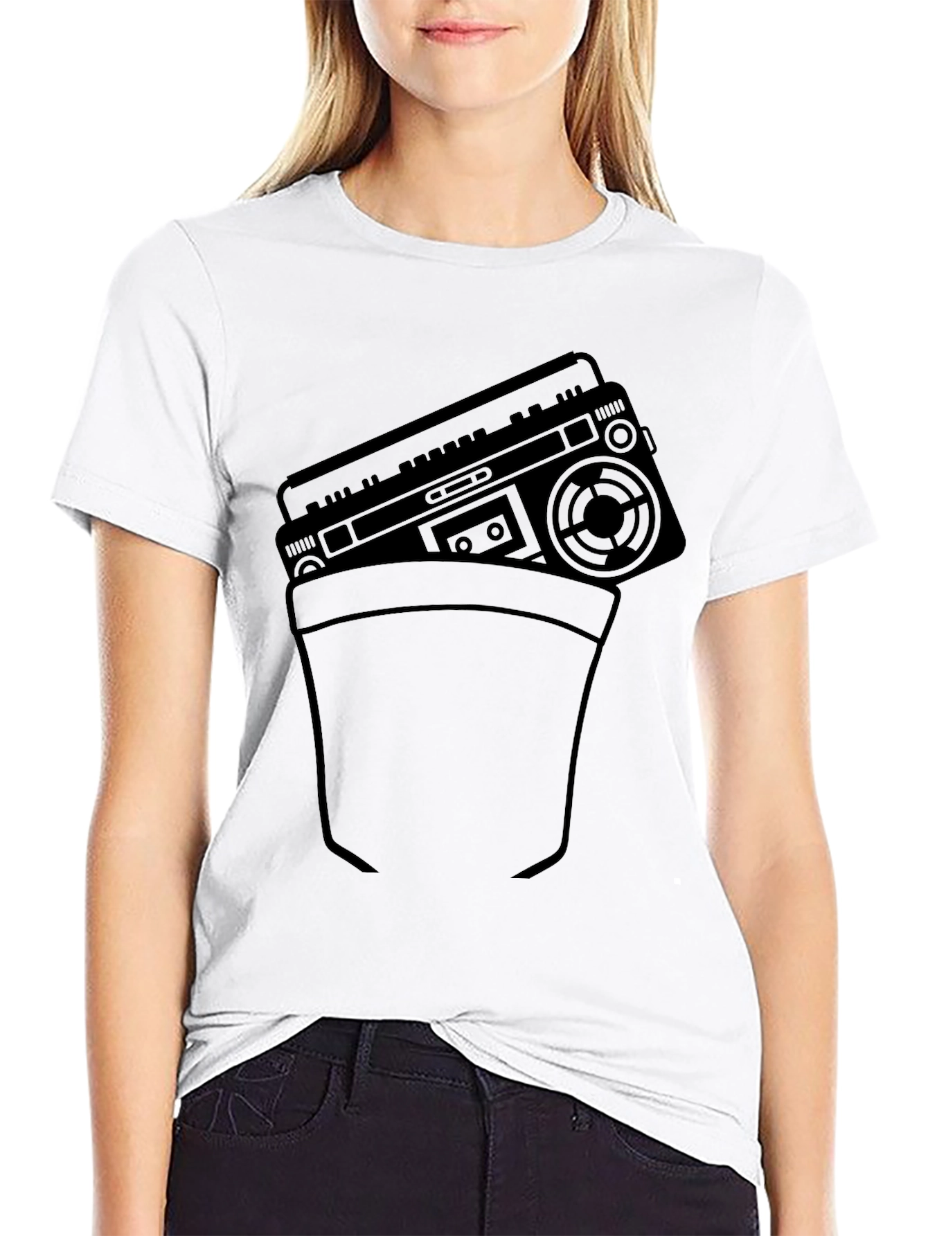 Boombox Pocket Graphic Black T-Shirt