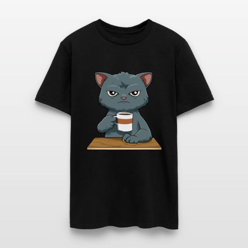 Funny Angry Cat Coffee Lover Feline Morning Animal