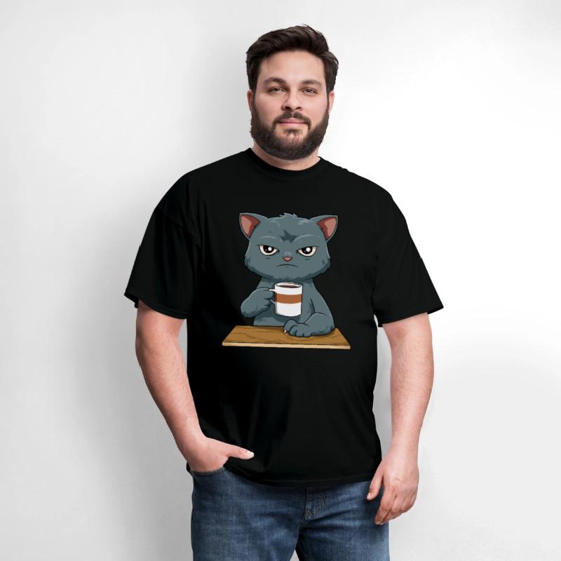 Funny Angry Cat Coffee Lover Feline Morning Animal