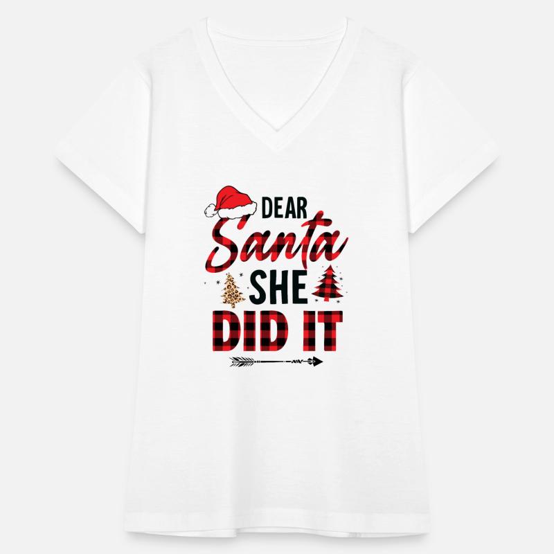 Funny Christmas Shirts Dear Santa She Did It